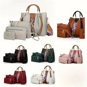 Women's Handbag Set 4-Piece Water-Resistant PU Tote Messenger Wallet Pouch