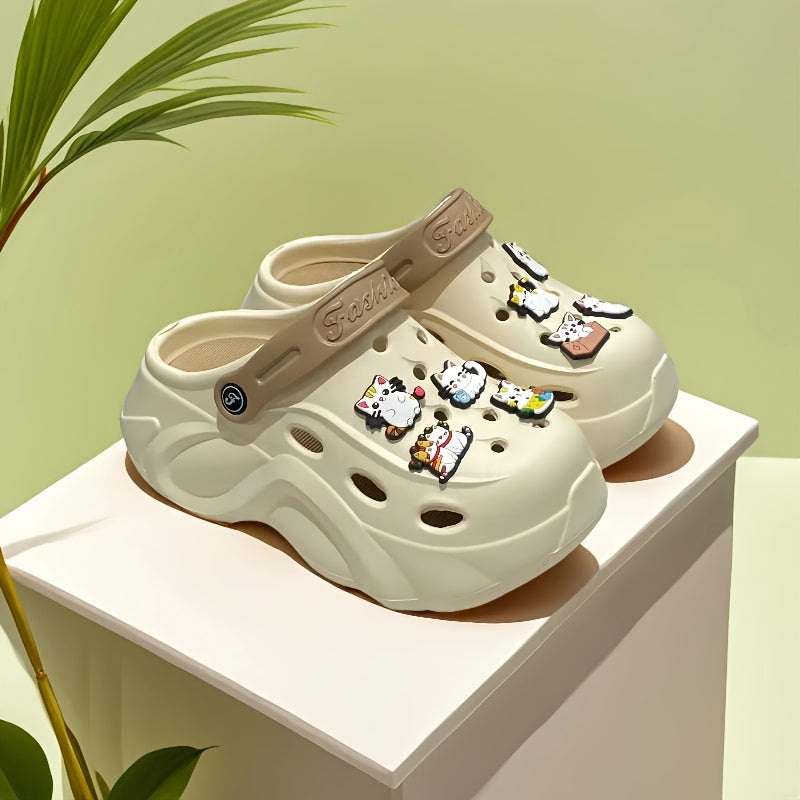 Women's Summer Hollow Shoes Lightweight EVA Thick Sole Garden Beach Shoes