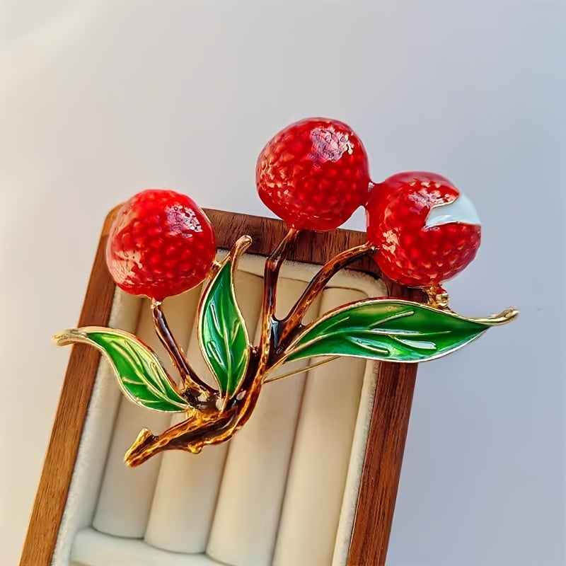 Lychee Fruit Brooch Pin Resin Lapel Pin for Women's Coats Stylish Adorable Unique Design