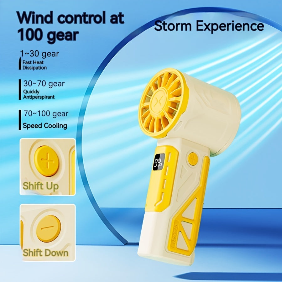 USB Rechargeable Portable Fan with 100-Speed High Wind Indoor Outdoor Use