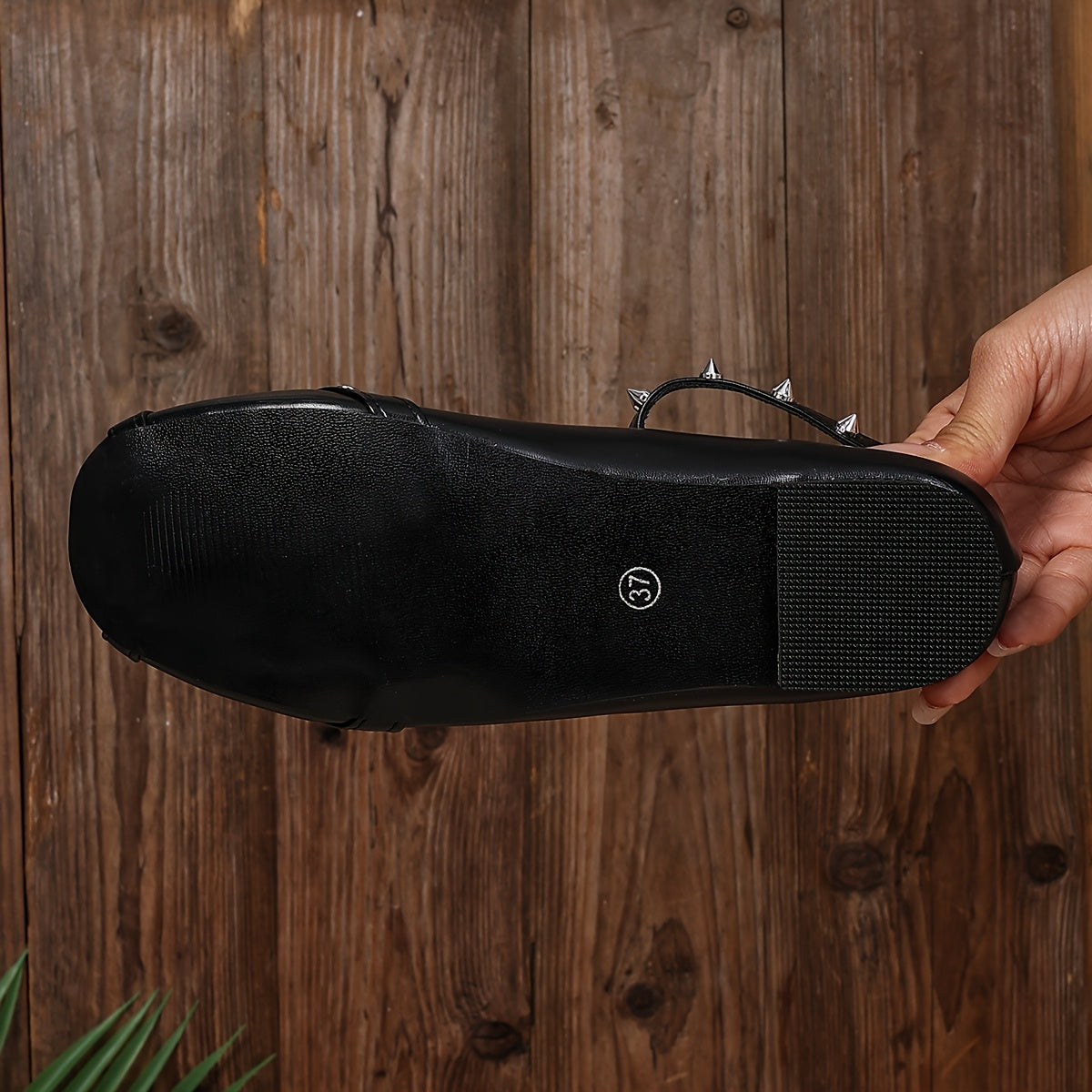 Women’s Gothic Flats with Metallic Buckle Straps Synthetic Round Toe Black All-Season Comfortable Shoes