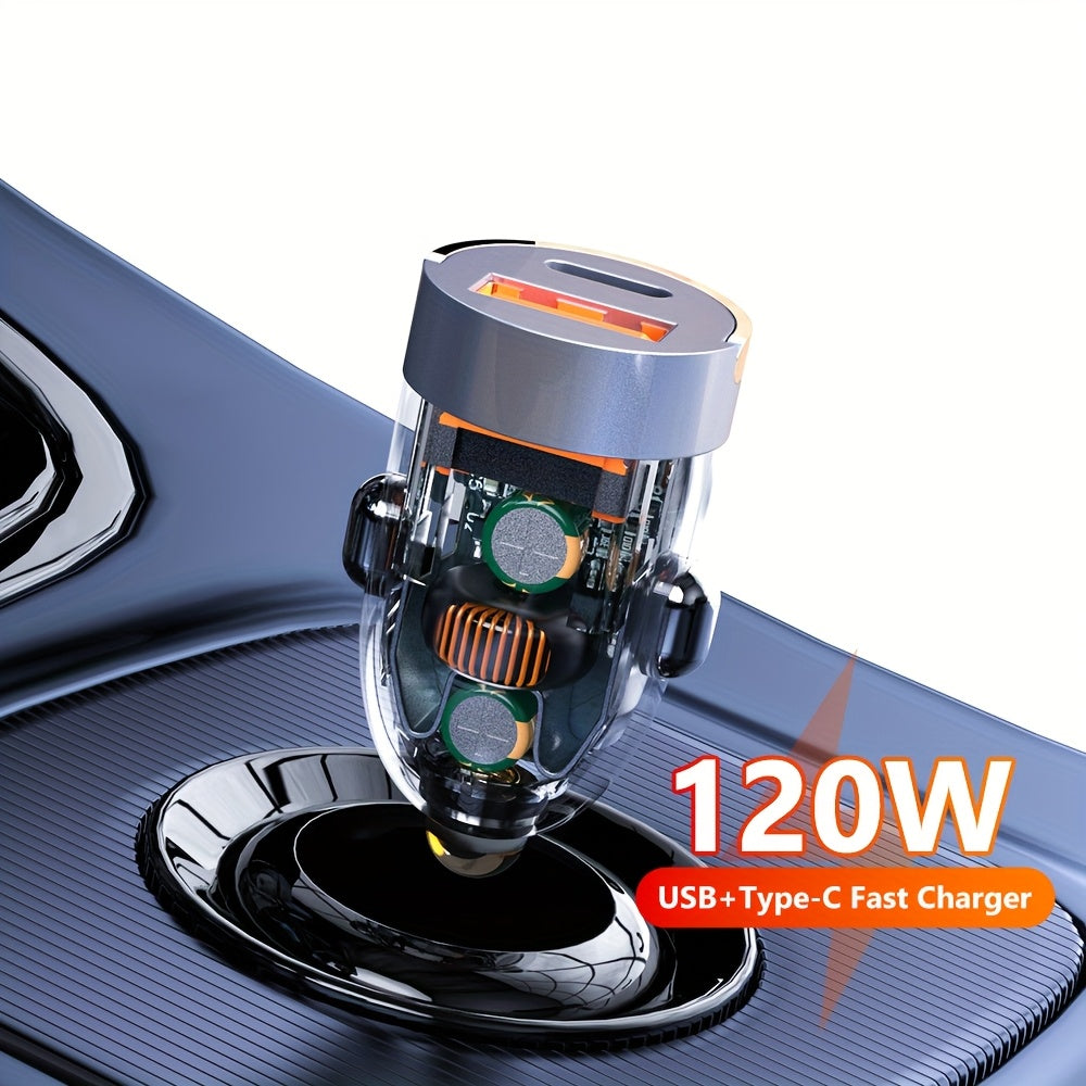 Universal USB-C Fast Car Charger 120W Male to Male Connector Travel-Friendly