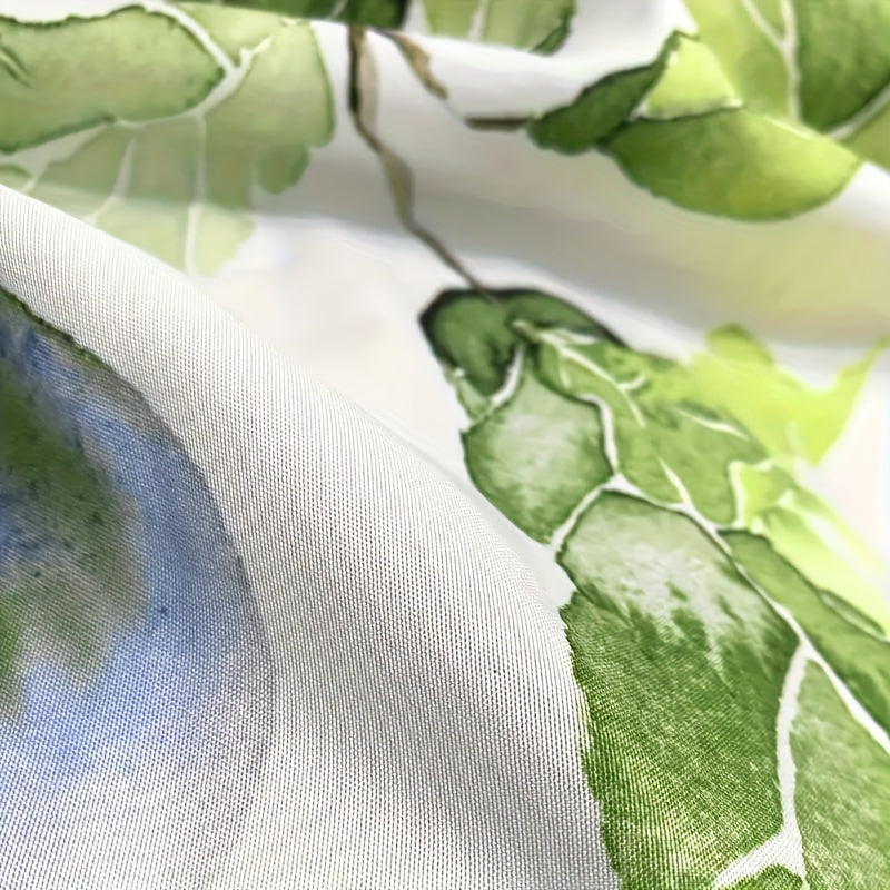 Set of 2 Green Leaf Print Pillowcases Soft Comfortable Easy to Clean