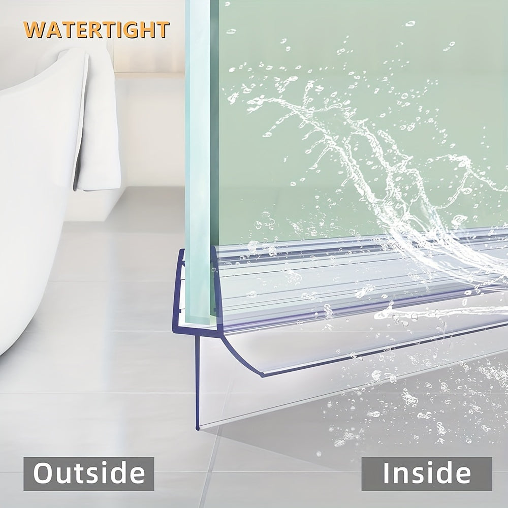 2pcs Shower Door Bottom Seal Clear Rubber 1/4 Inch X 19.68 Inch Bathroom Leak Stop