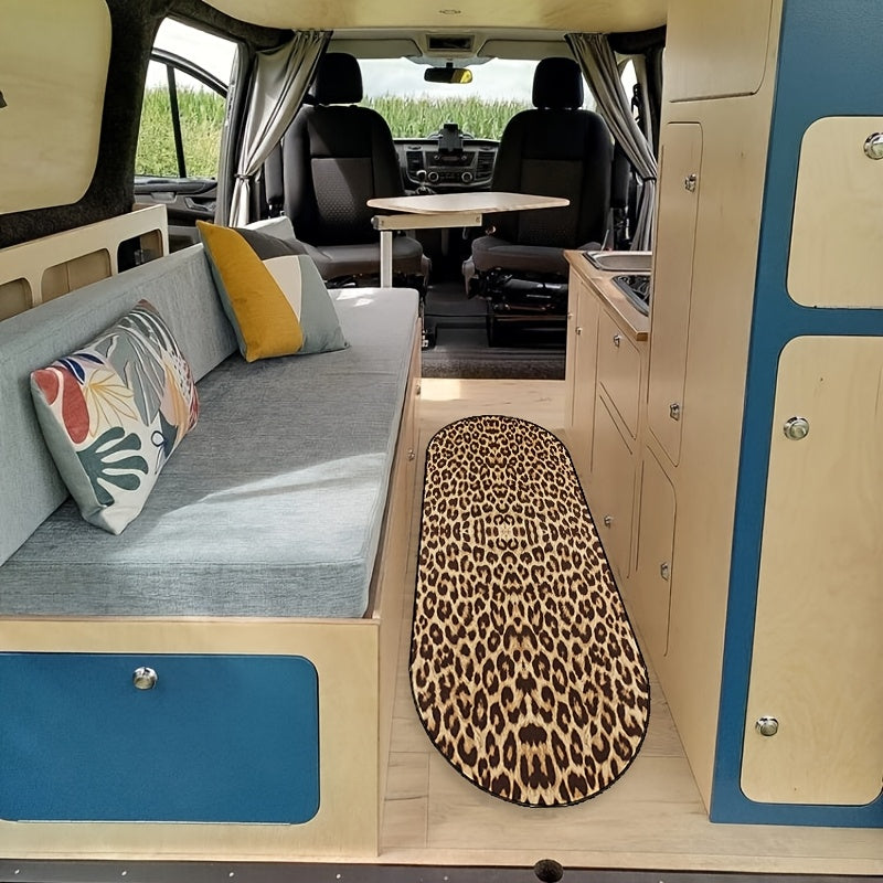 Absorbent Polyester Floor Mat for RV Bathroom Kitchen Bedroom Leopard Print