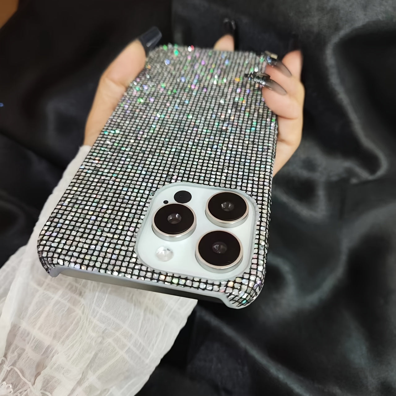 Black Glitter Anti-Drop Phone Case for iPhone Models 7-15
