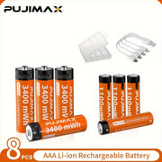 Rechargeable Lithium AA and AAA Batteries with Type-C Charging Port 3400mWh and 1100mWh
