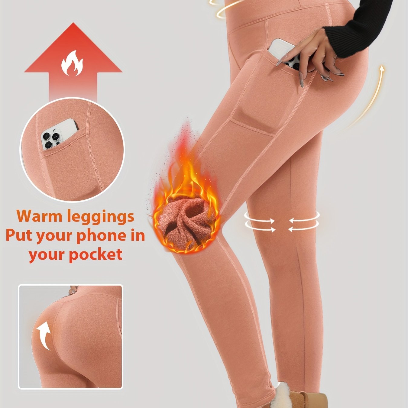 Leggings de terciopelo para otoño e invierno para deporte, casual, ajustado, con bolsillos