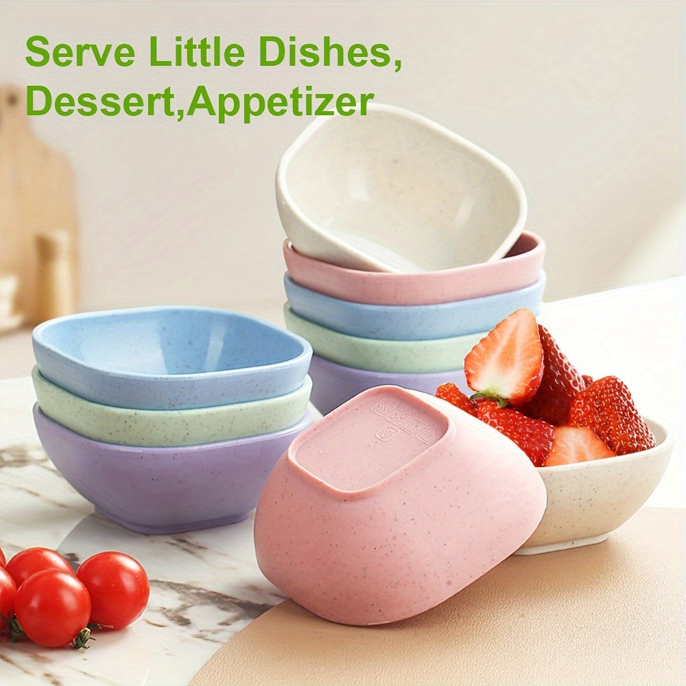 Set of 6 Square Dessert Bowls 9.65cm Polypropylene Condiment Side Dish Storage