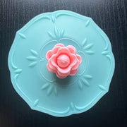 Silicone Cup Lid Set of 2 with Rose Flower Design Food-Grade Dust-Proof Odorless