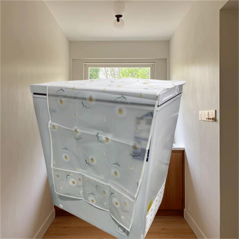 PE Refrigerator Cover Floral Pattern Scratch-Resistant Dust-Proof Durable Appliance Protector