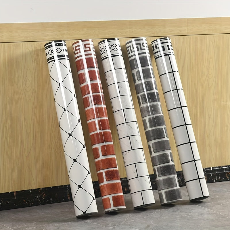 Waterproof PVC Vintage Gray Brick Wall Panel 3D Peel and Stick 90cm x 3m