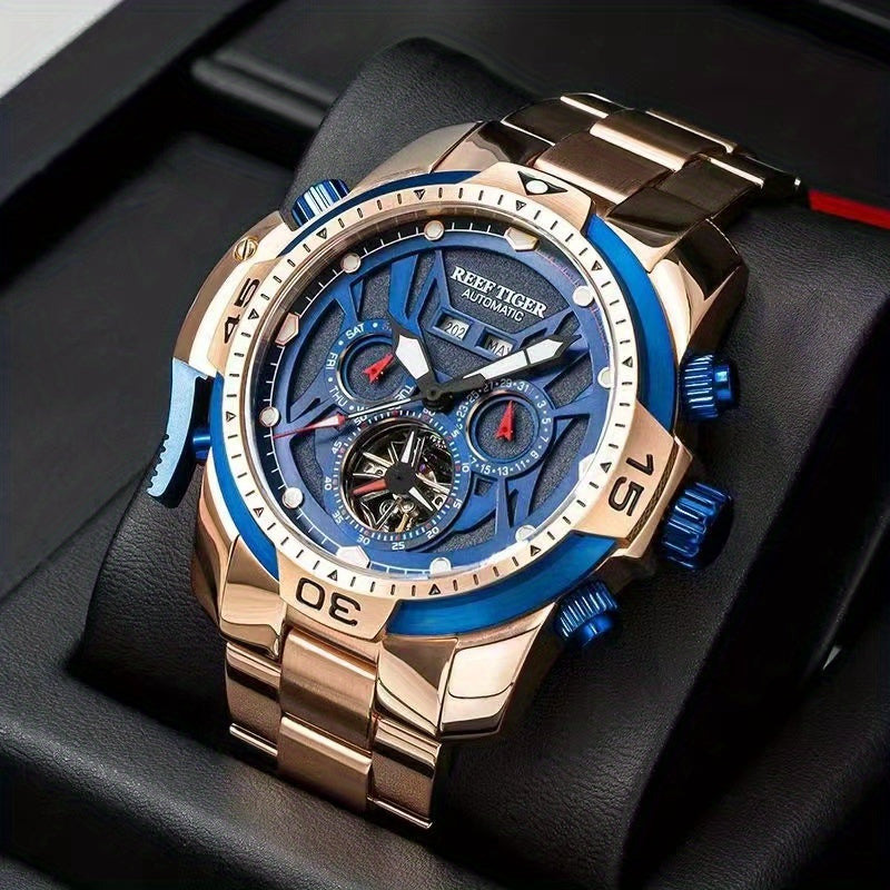 Men's Mechanical Watch Large Tourbillon Skeleton Business Classic Stainless Steel