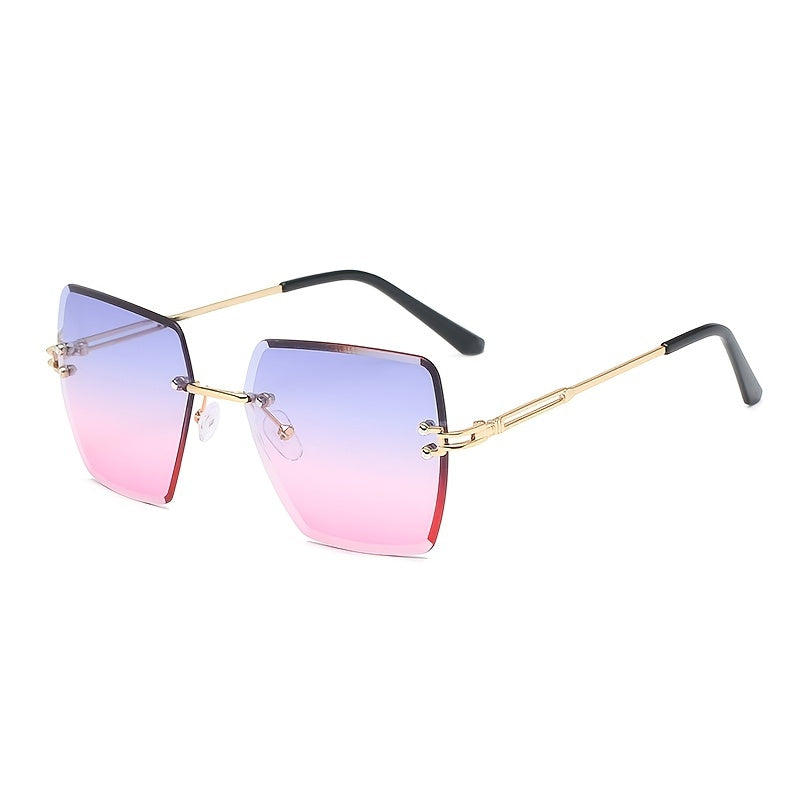 Fashion Glasses Frameless Gradient Lenses Ocean-Inspired Metal Frame for Outdoor Activities