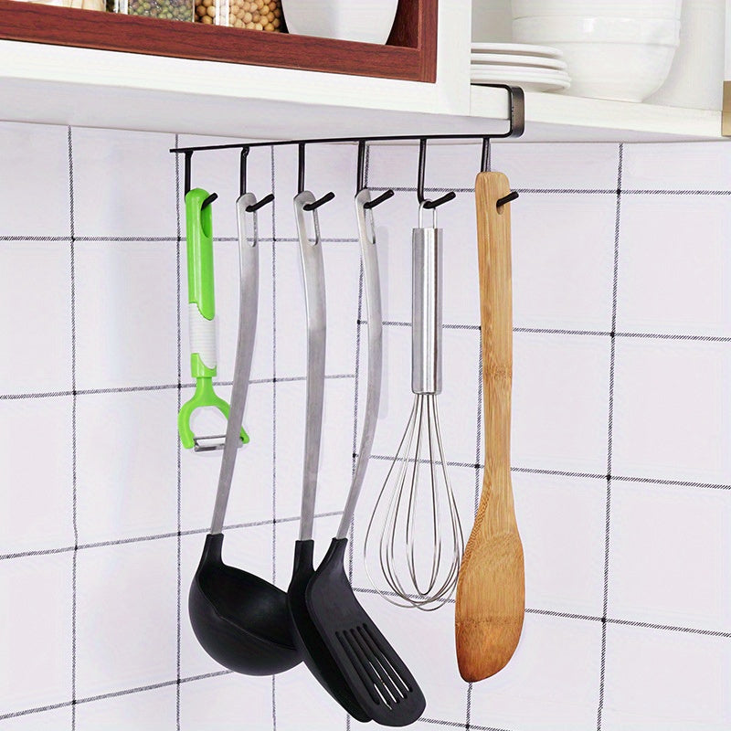 Multifunctional Kitchen Hook Rack for Cabinet Cup and Pot Storage Nail-Free Shelf