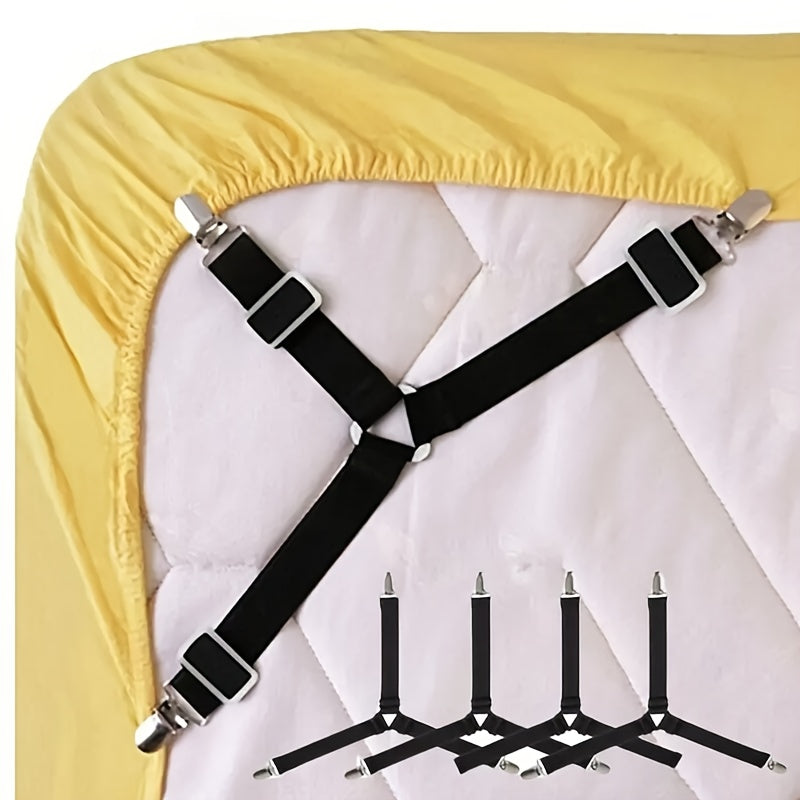 Adjustable Triangle Quilt Holders Set 4 Black Non-Slip Elastic Sofa Bedding Clips
