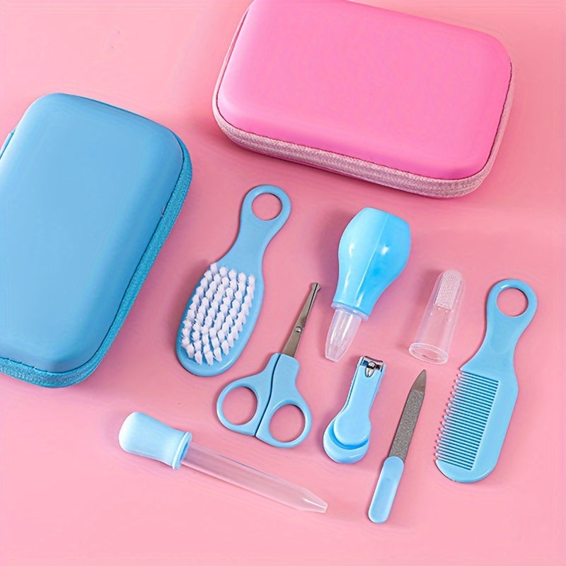 8-Piece Medical Care and Beauty Kit for Children Pink Blue Safety Nose and Tongue Cleaners