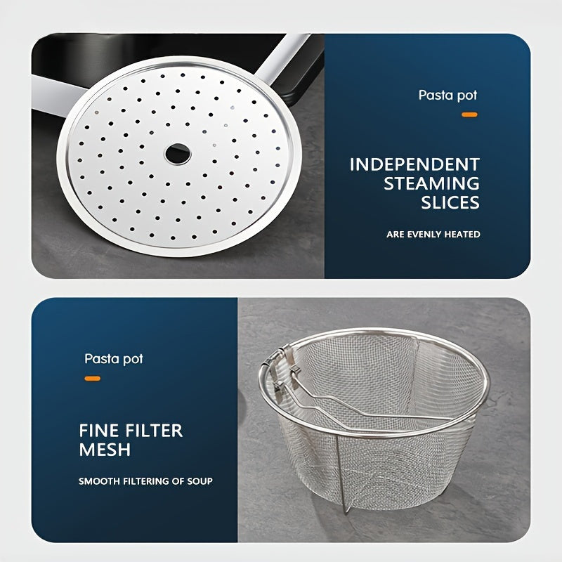 Набор посуды из нержавеющей стали с фритюрницей, пароваркой и крышкой