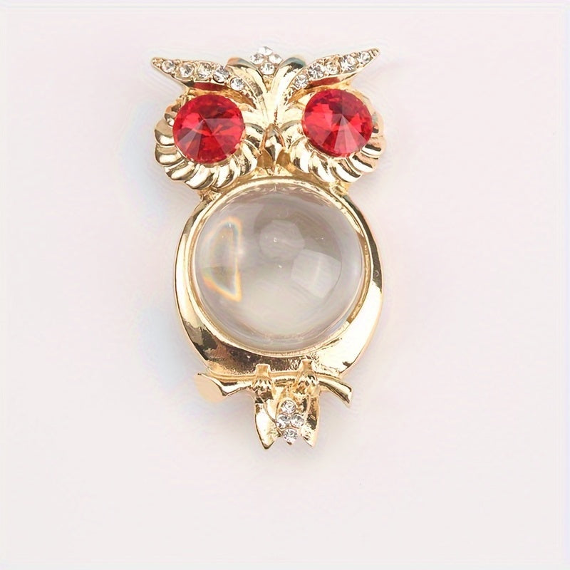 Женский брошь-сова из сплава, стеклянная галька, драгоценный камень, современный 3D-аксессуар для лацкана