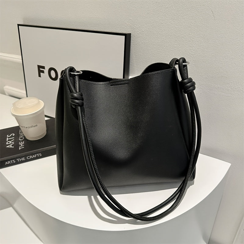 Black Tote Bag for Women with Shoulder and Crossbody Style PU Secure Clasp