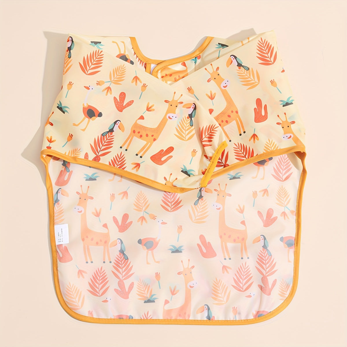 Kids Waterproof Reversible Bib with Cartoon Print, Easy Closure, Polyester Smock for Boys and Girls