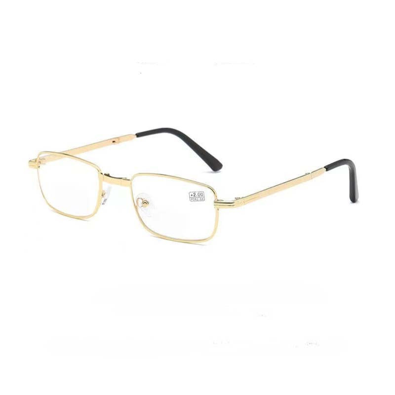 Foldable Gold Dual Light Reading Glasses with Bifocal Lenses in Metal Frame