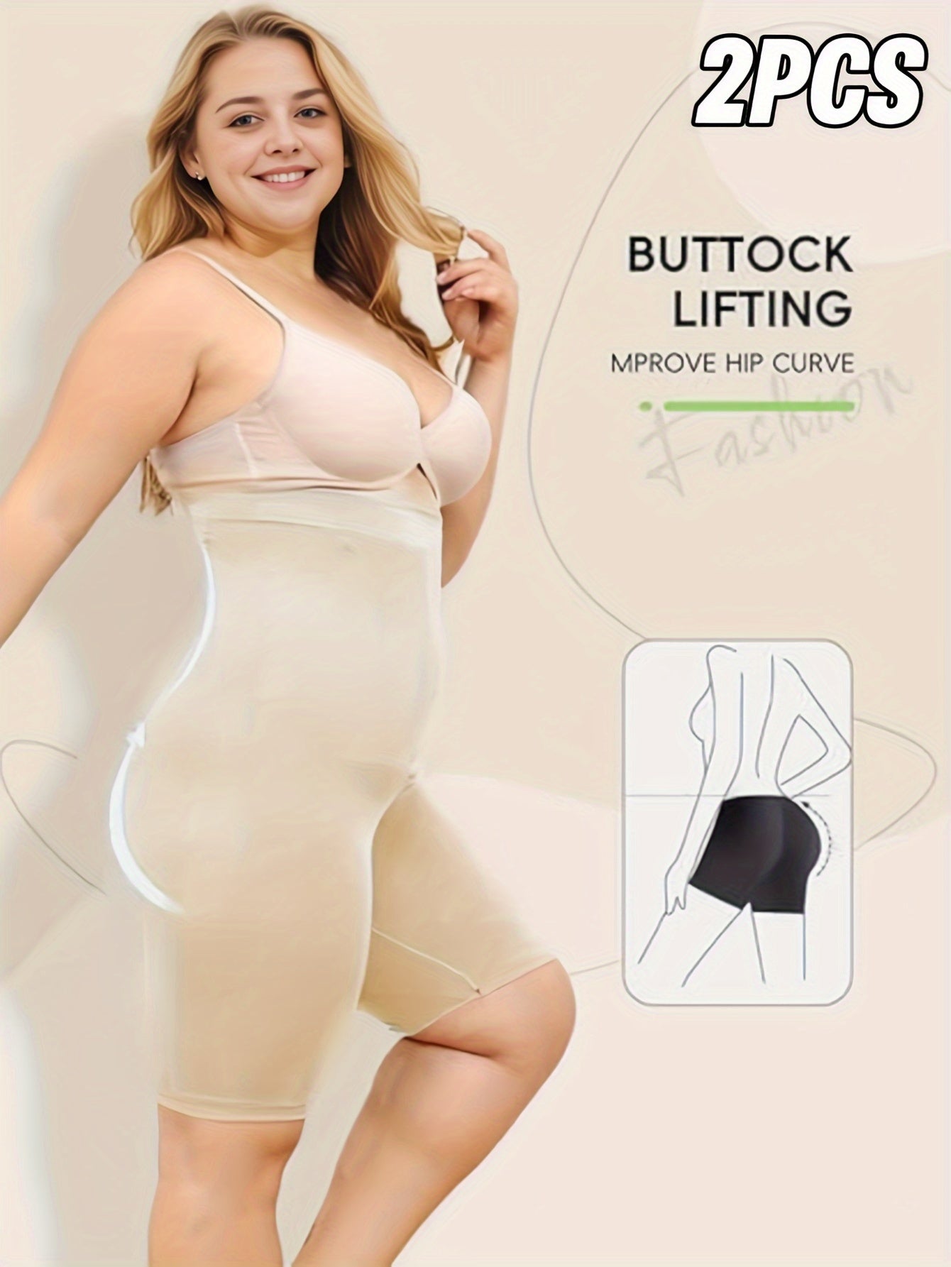 Plus Size High Elasticity Shapewear Tummy Control Slimming Underwear 2-Pack