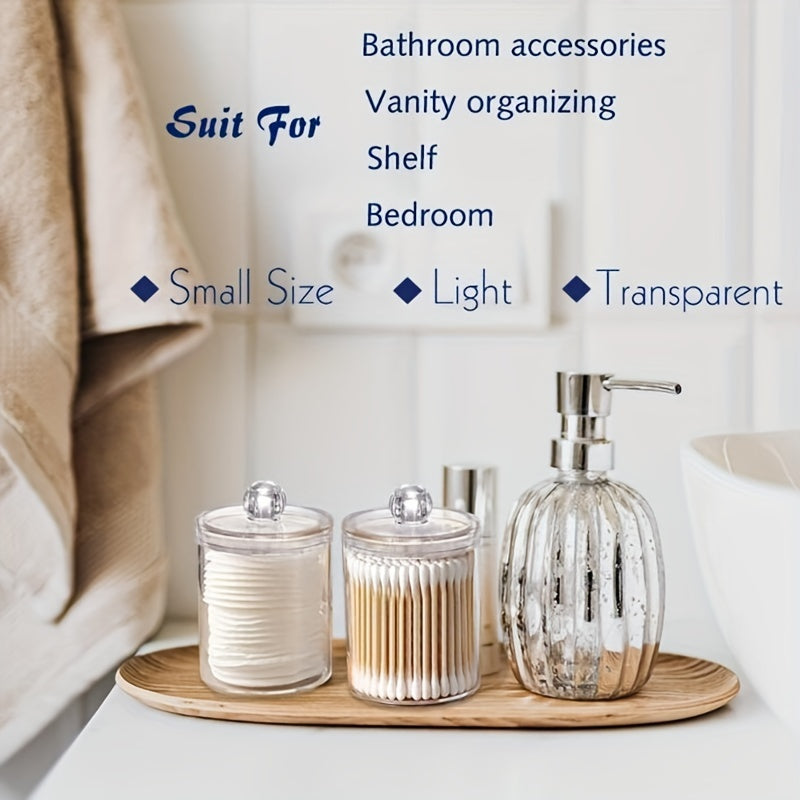 Clear Plastic Canisters with Lids for Q-tips and Swabs Storage Bathroom Makeup