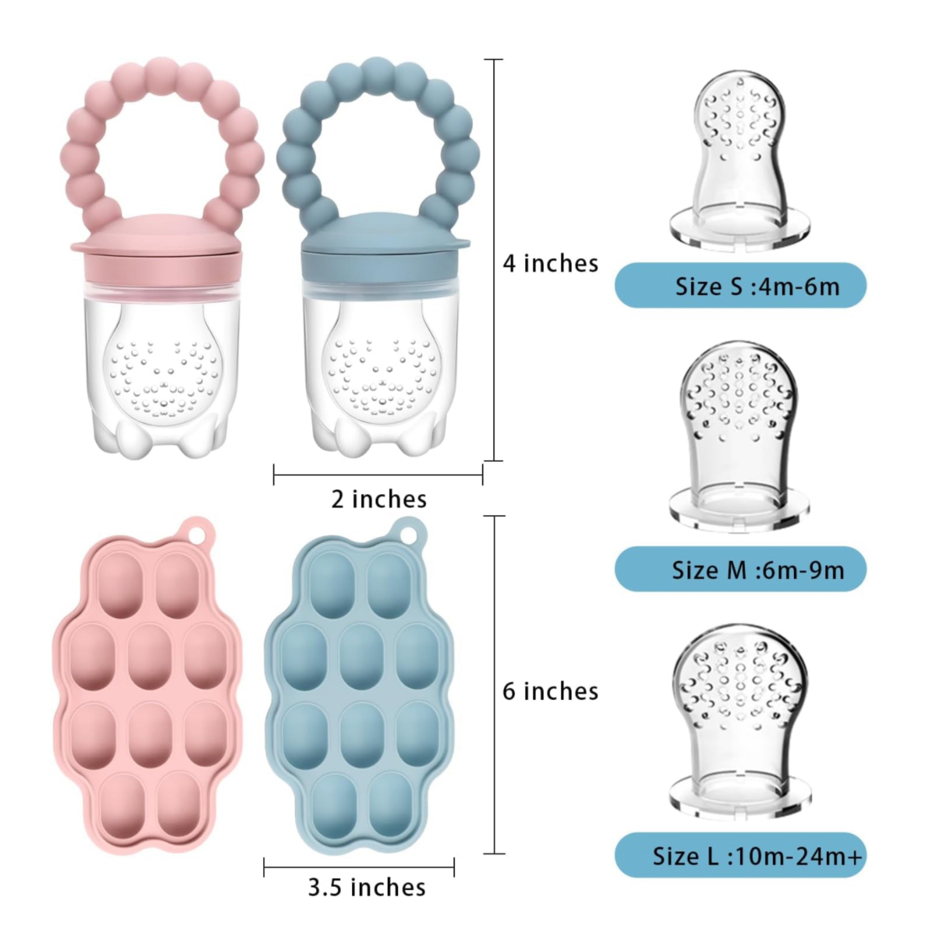 Bandeja de almacenamiento de comida para bebé de silicona con alimentador de fruta y bolsas