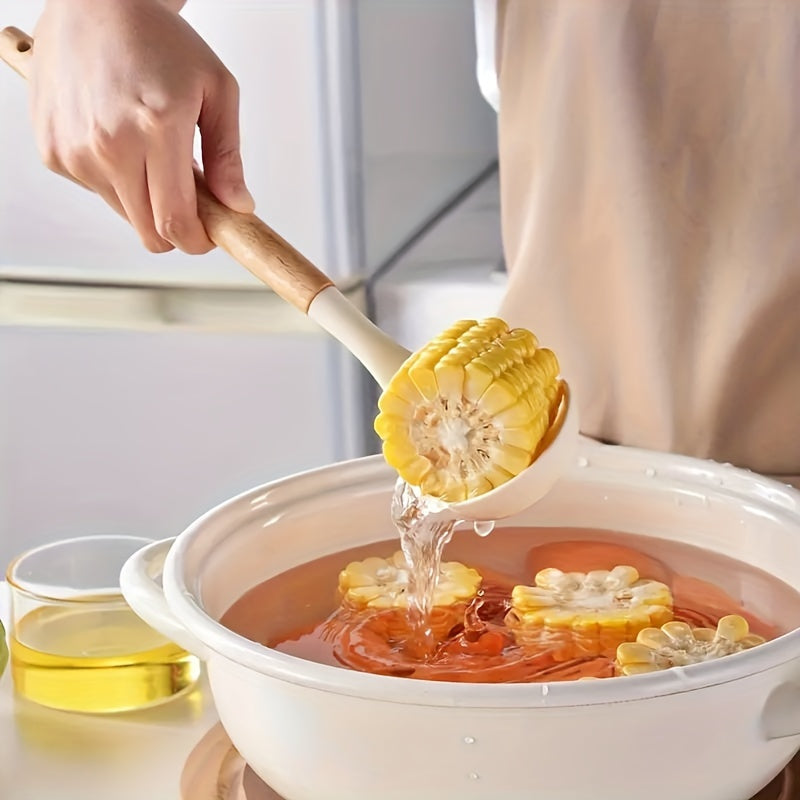 Set of 5 Non-Stick Kitchen Utensils with Wooden Handles for Cooking and Baking