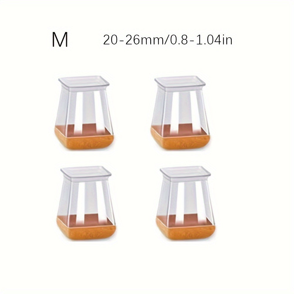 "Stul oyoqlari uchun silikon anti-slip ovoz o'chiruvchi mato o'ralari - 4-dona kvadrat qoplamalar aralash ranglarda, yog'och va plitka yuzalarida polni himoya qilish uchun 360° o'ralgan dizayn"