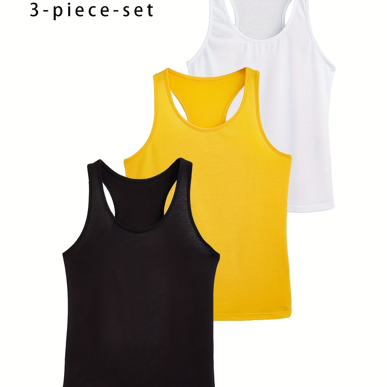 Women's Plus Size Casual Sports Off-Shoulder Vest 3-Pack Set
