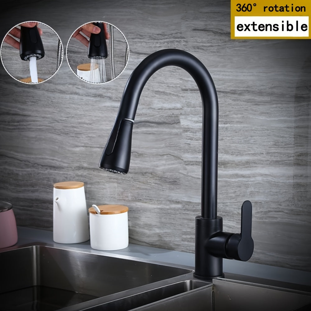 360° Rotating Kitchen Faucet with Hot Cold Water Sprayer Brushed Finish for RVs Campers and Travel Trailers