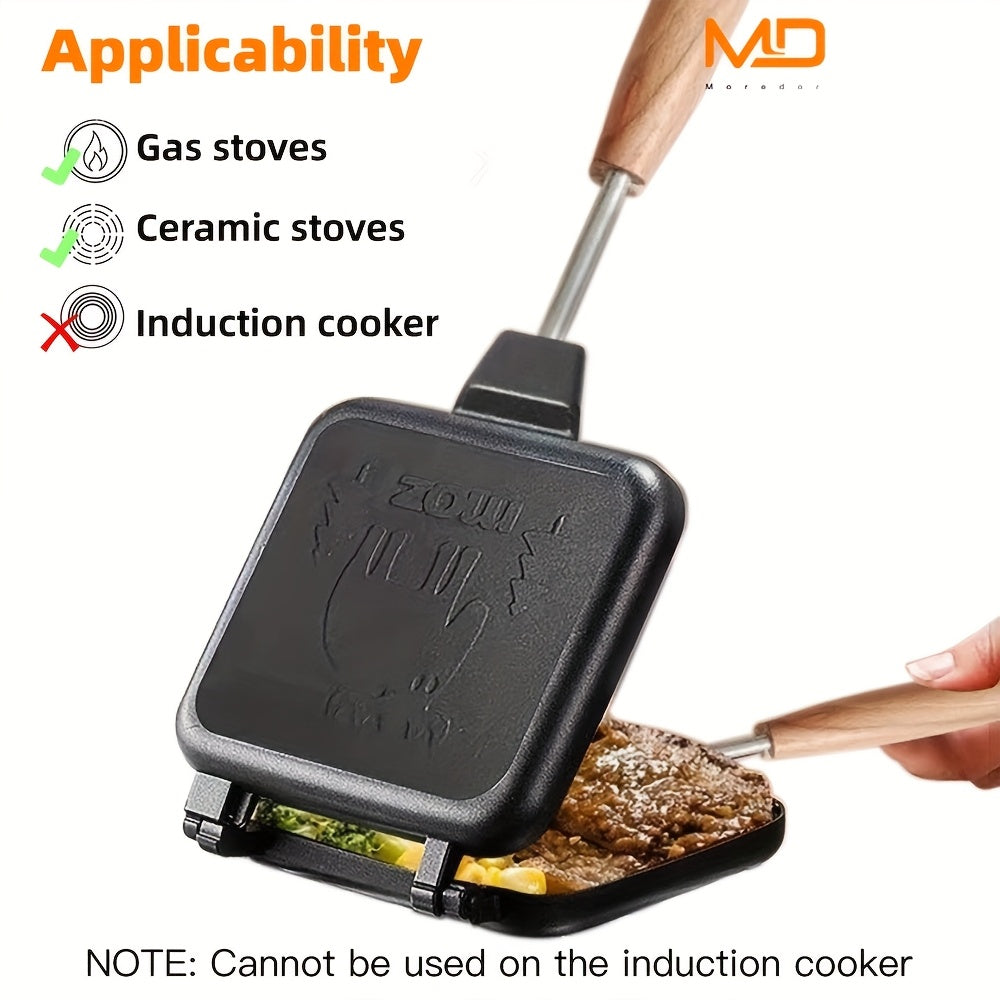 Elk Embossed Non-Stick Double-Sided Grill Baking Pan with Removable Handle