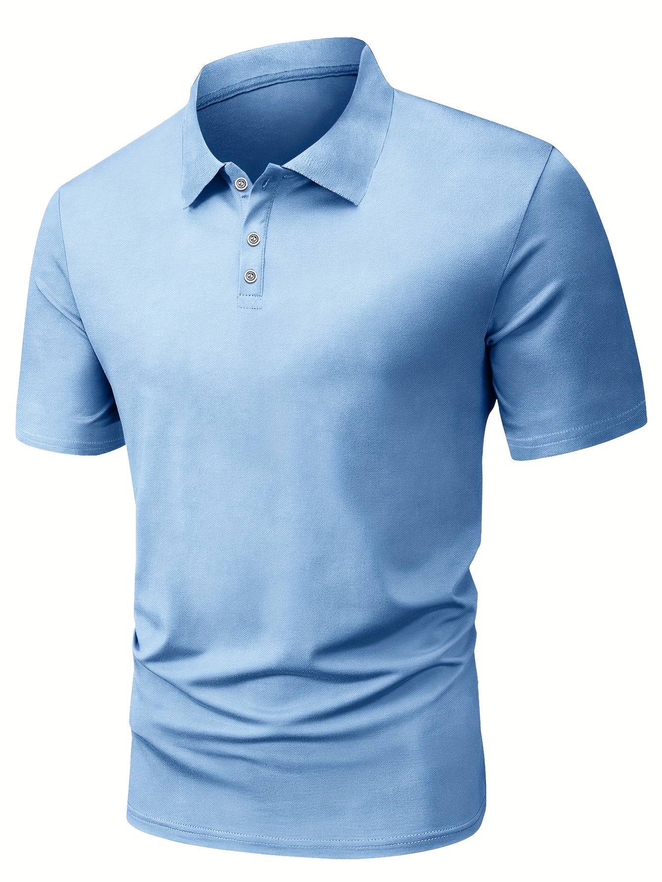 Camisa polo de golf de manga corta para hombre, poliéster, de color sólido, casual, verano, corte regular