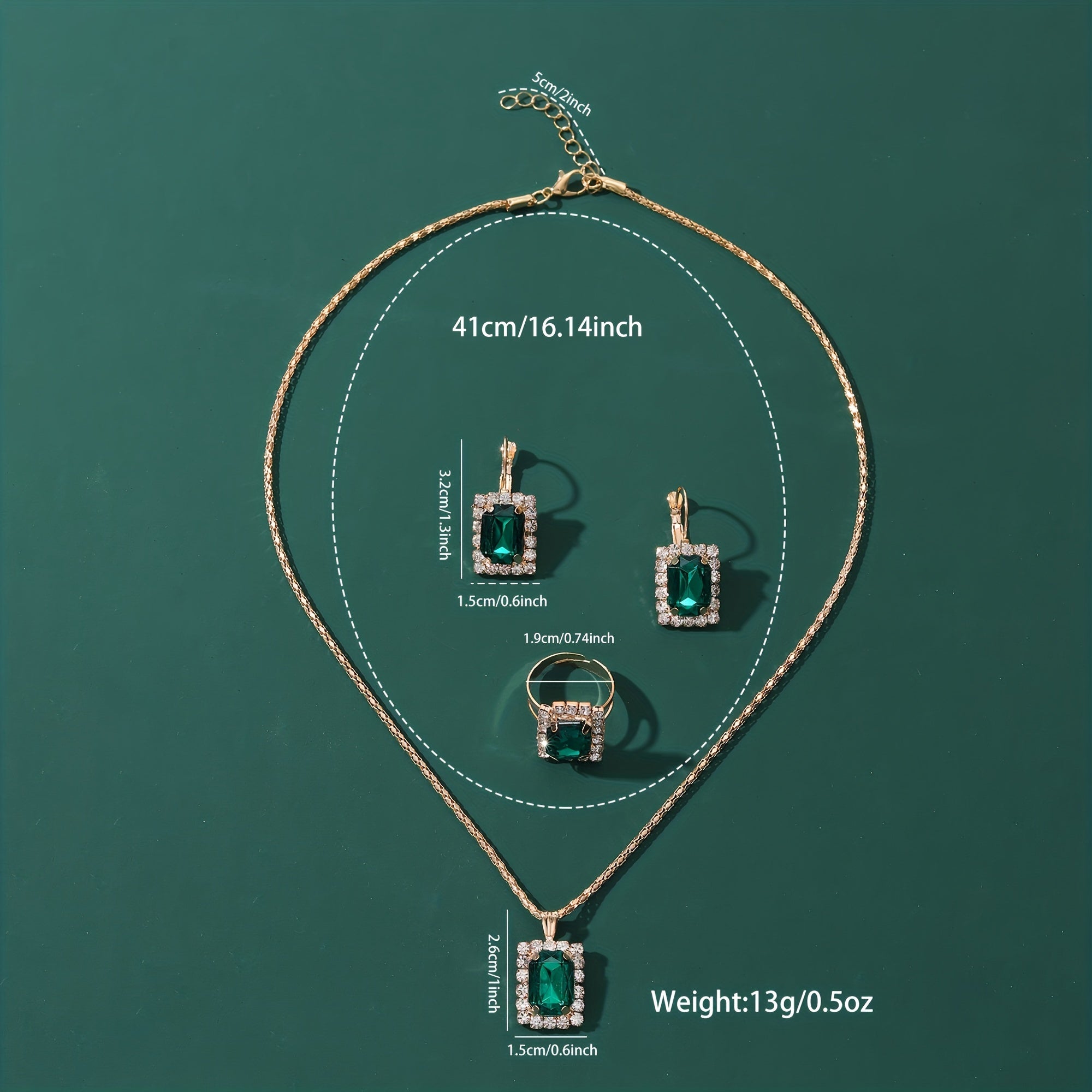 Women’s Jewelry Set Stainless Steel Synthetic May Birthstone Square 4-Piece Gift