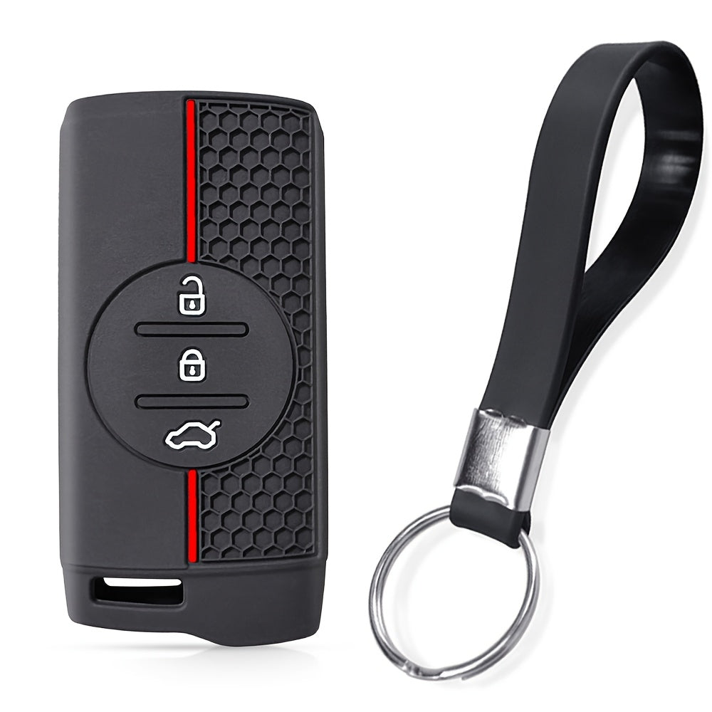 Silicone Car Key Cover With Keychain Compatible for SUVs and Sedans
