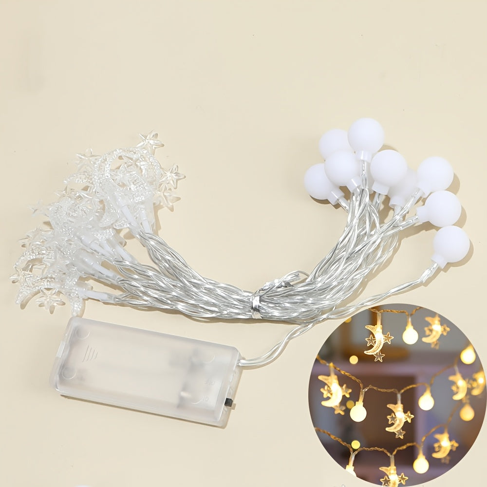 Ramadan Moon and Star String Lights Battery Operated Indoor Decoration for Eid and Parties