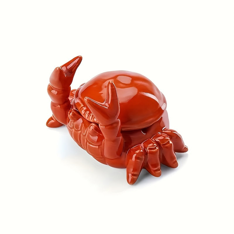 Ceramic Crab Ashtray with Lid Fly-Proof Home Office Decorative Tea Pet