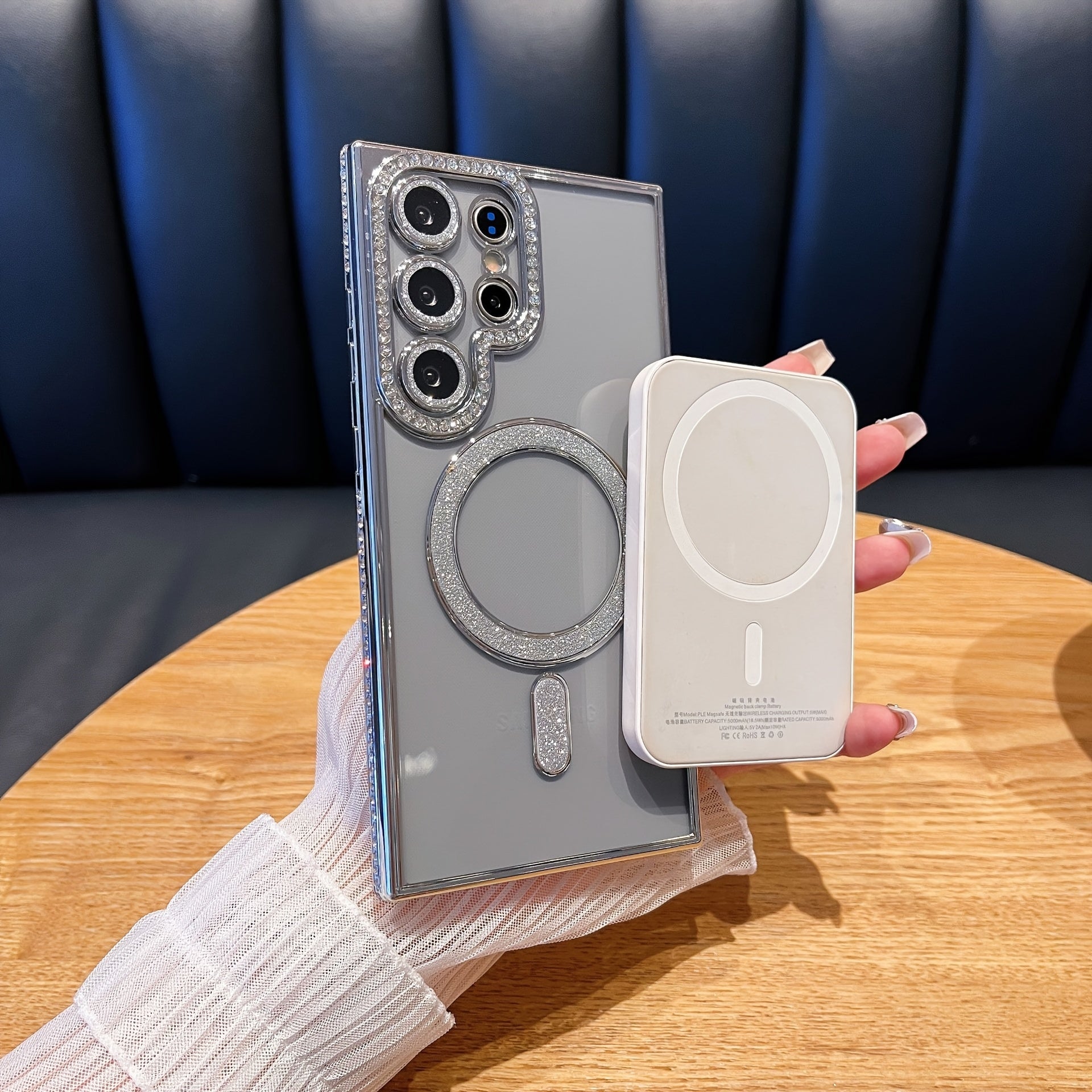 Gold-Plated Magnetic Phone Case for Samsung S25 S24 S23 S22 Ultra Plus Transparent and Shiny