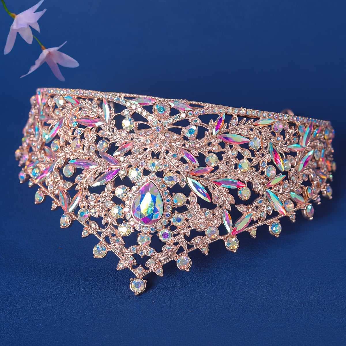 Prinsessa Bridal Tiara To'plami Rhinestone To'y Soch Aksesuarlar Zamonaviy Taxt Maxsus Tadbirlar uchun