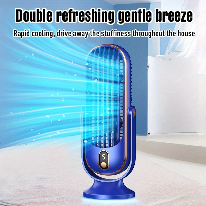 Portable USB Cooling Fan with 5 Speeds Digital Display Rechargeable Mini Desktop Fan for Home Office Travel Outdoor