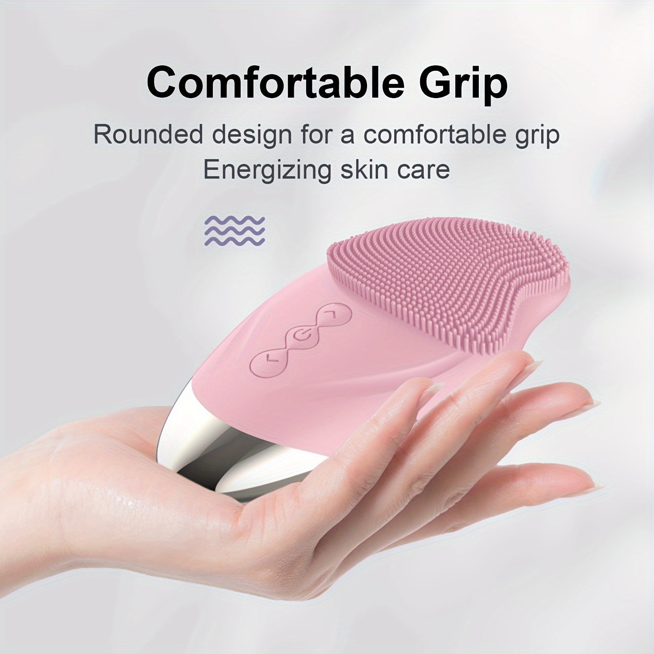 Rechargeable Silicone Facial Cleansing Brush with Heating Massage Pink Purple Grey