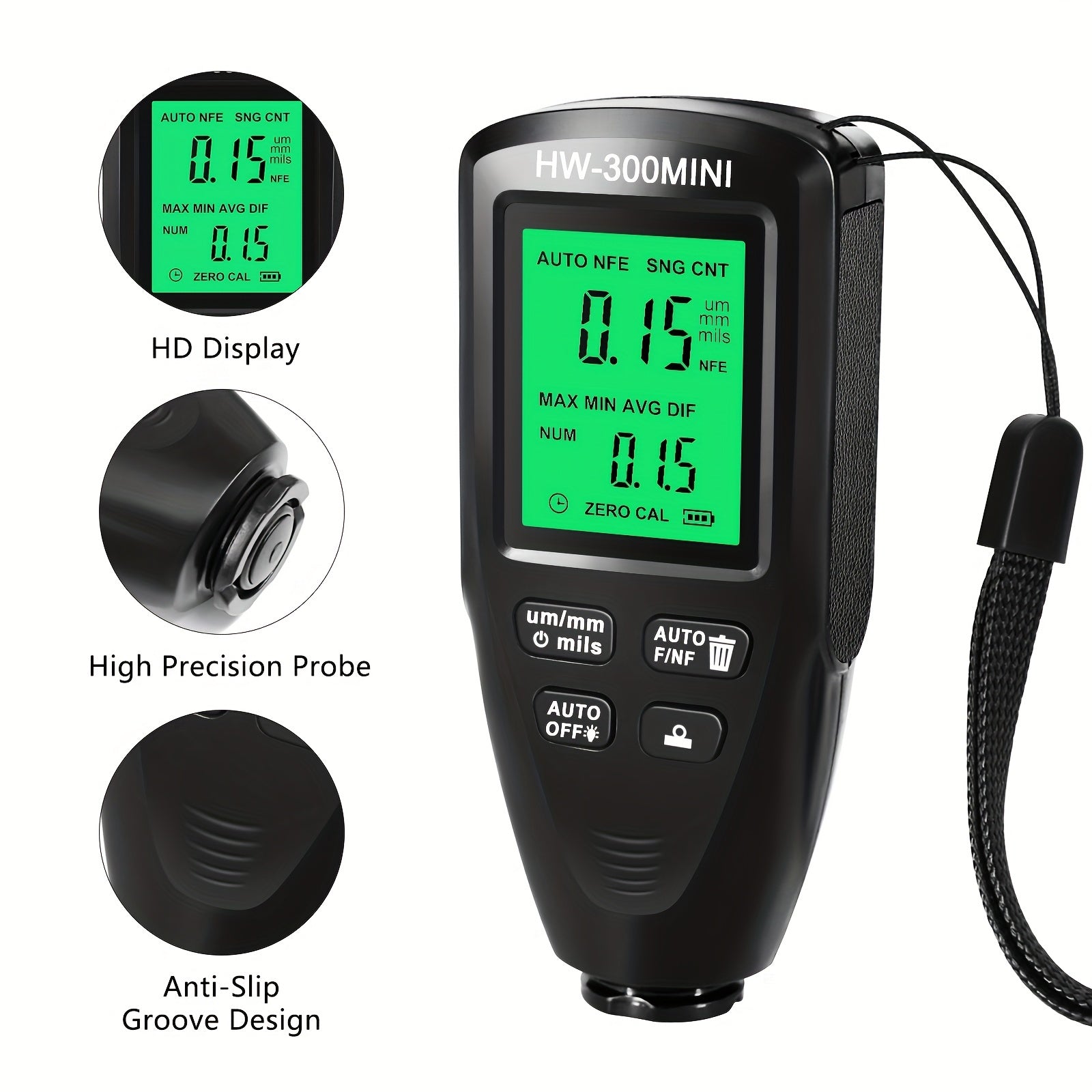 Automotive Paint Thickness Gauge High Accuracy ABS Display Auto Substrate Identification