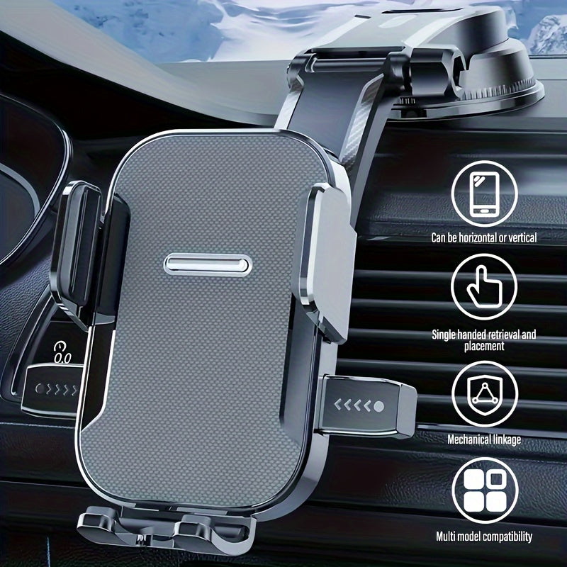 Universal Car Phone Mount ABS Dashboard Holder 360° Rotatable Single-Handed Setup