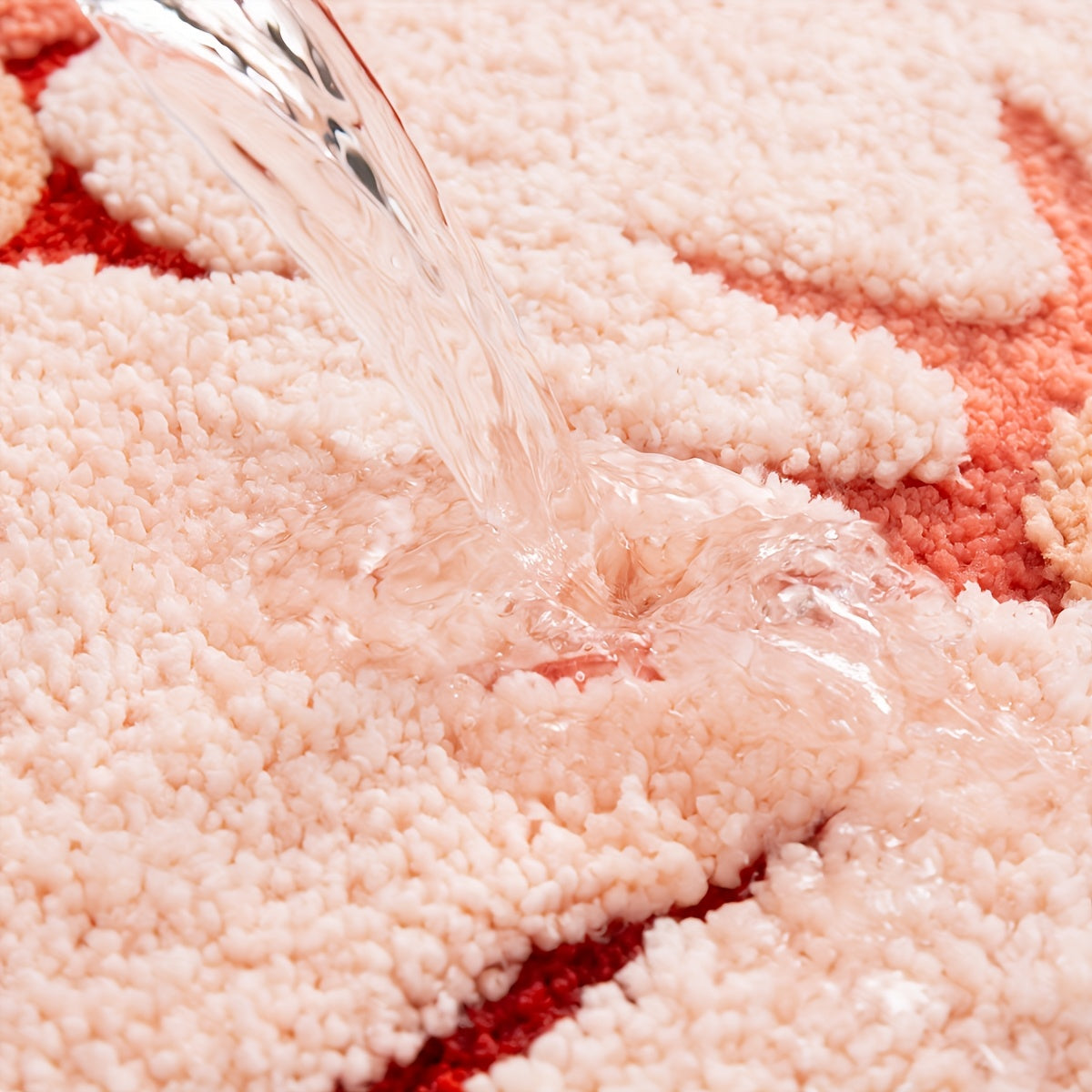 Ultra-Soft Faux Cashmere Bath Mat with Floral Pattern, Machine Washable, Bathroom Rug