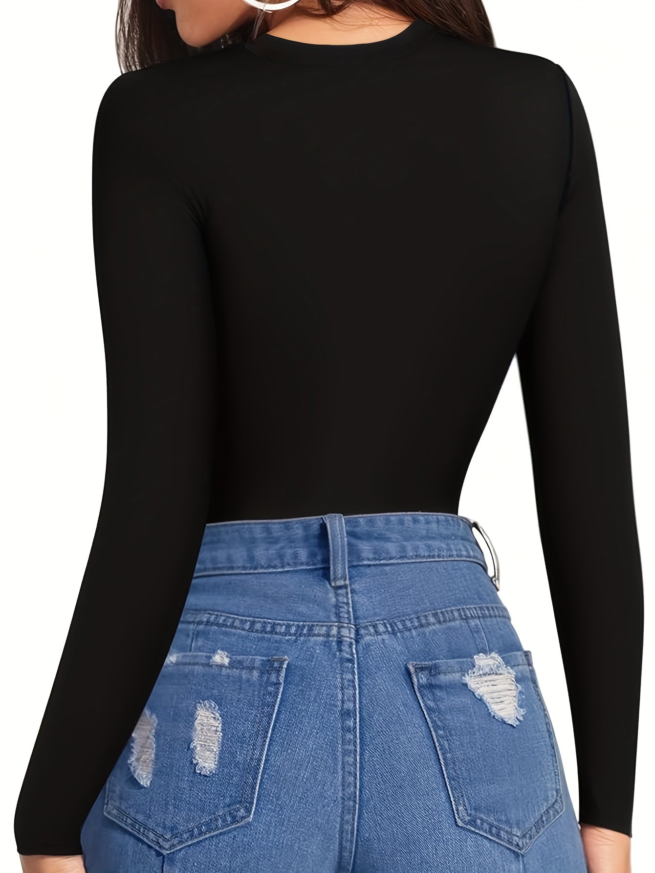 Body de felpa con forro polar para mujer, ropa interior térmica para otoño e invierno, color sólido