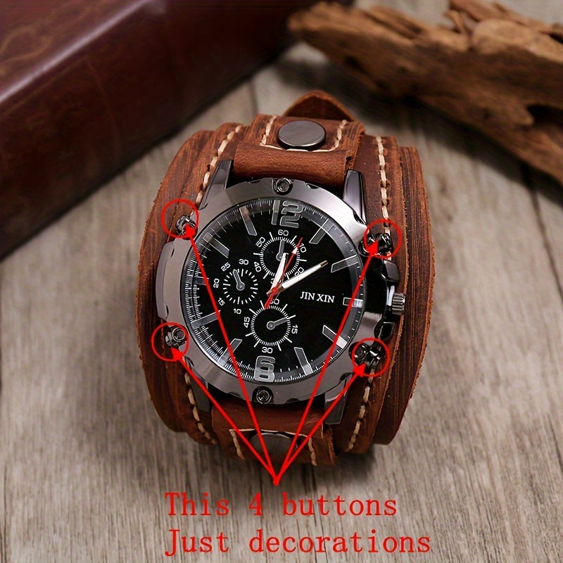Men's Retro Style Casual Watch with Punk Vintage Design