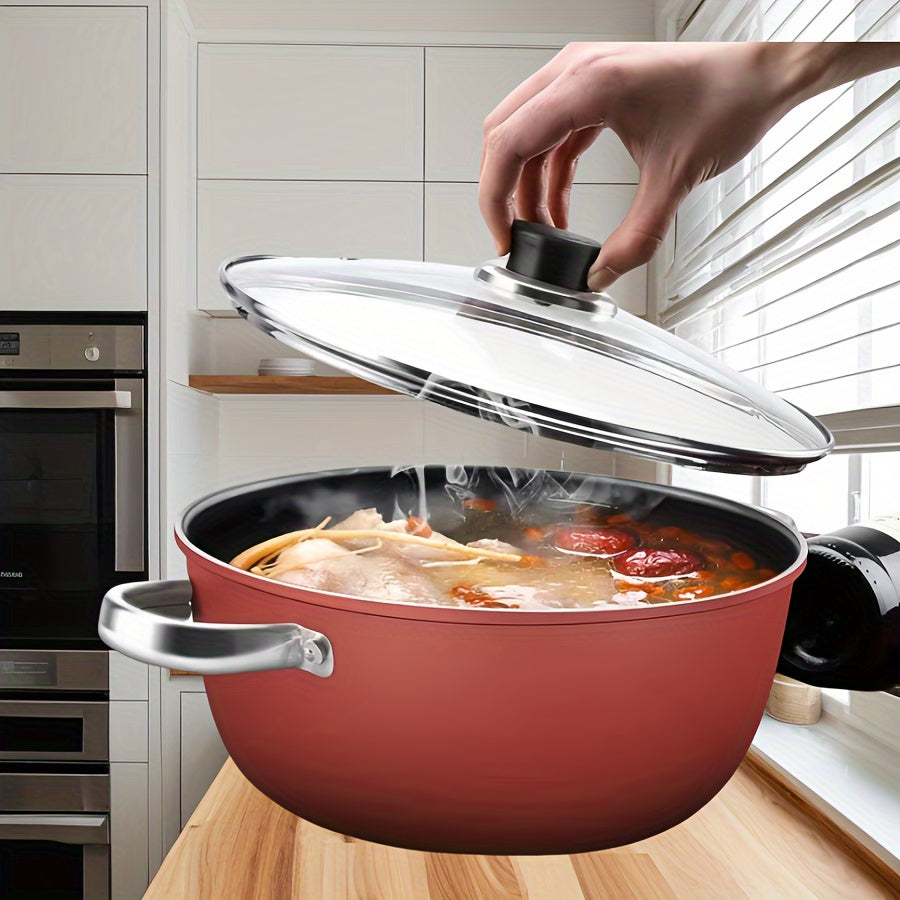 Durable Enameled Cast Iron Soup Pot Non-Stick Coating High Temp Suitable for Home and Commercial Kitchens