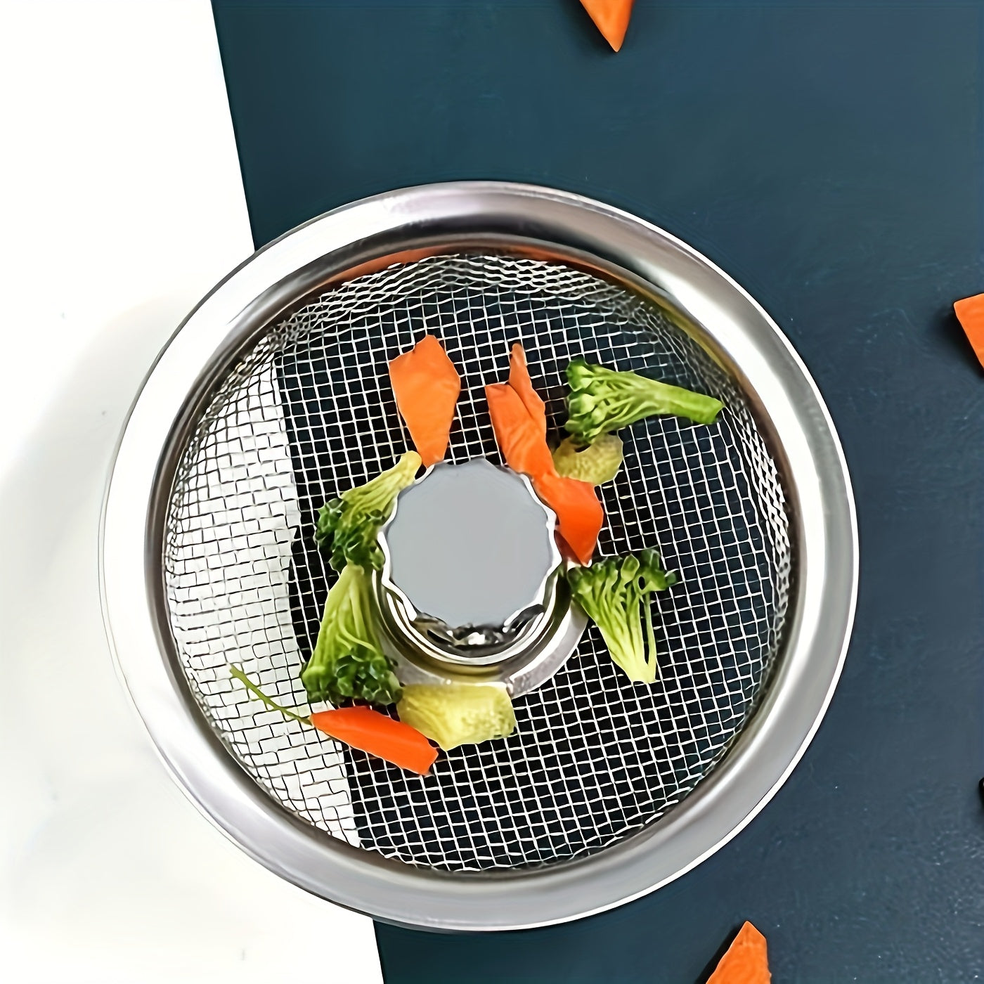 Stainless Steel Kitchen Sink Strainer with Dual Mesh Sizes for Clog Prevention